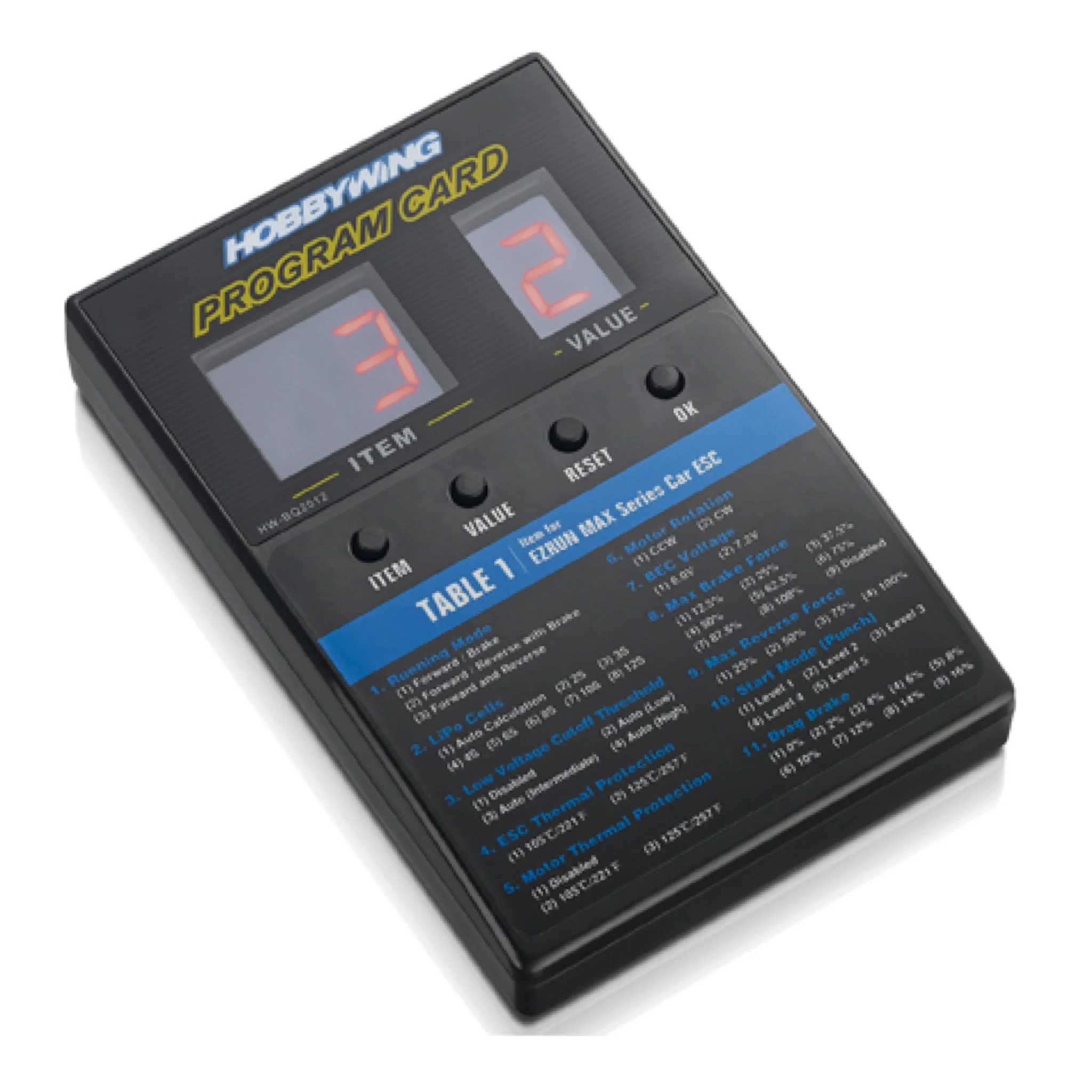 Hobbywing Program Card