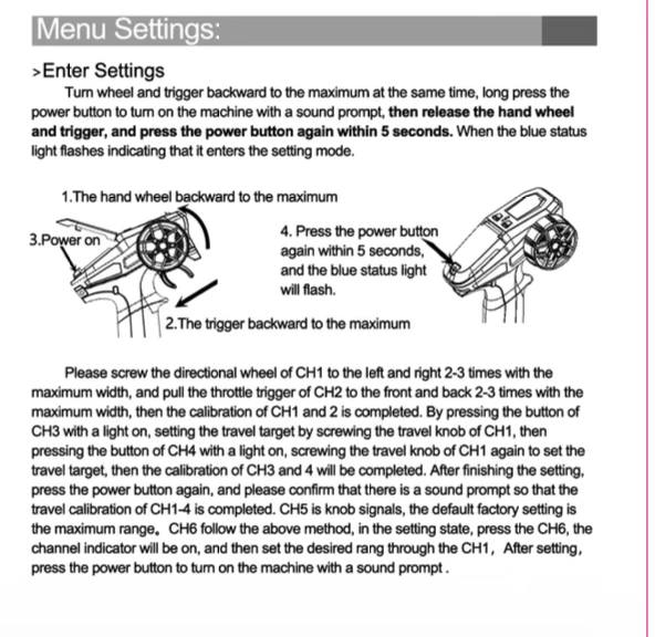 DumboRC X6PM-350 settings mode reference